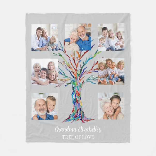 Cobertor De Velo As Sete Cinzas de Colagem Fotográfica da Vovó (Frente)