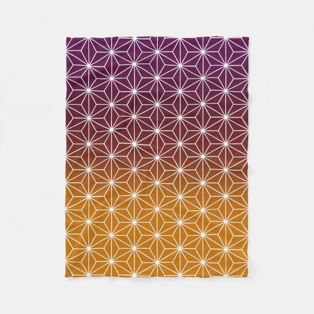 Cobertor De Velo Asanoha japonesa (grande escala) Borgonha e Dourad (Frente)