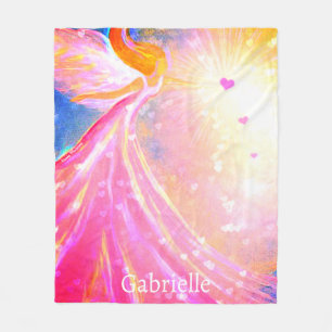 Cobertor De Velo Asas de Anjo do Coração Rosa Vibrante Aquarela Per
