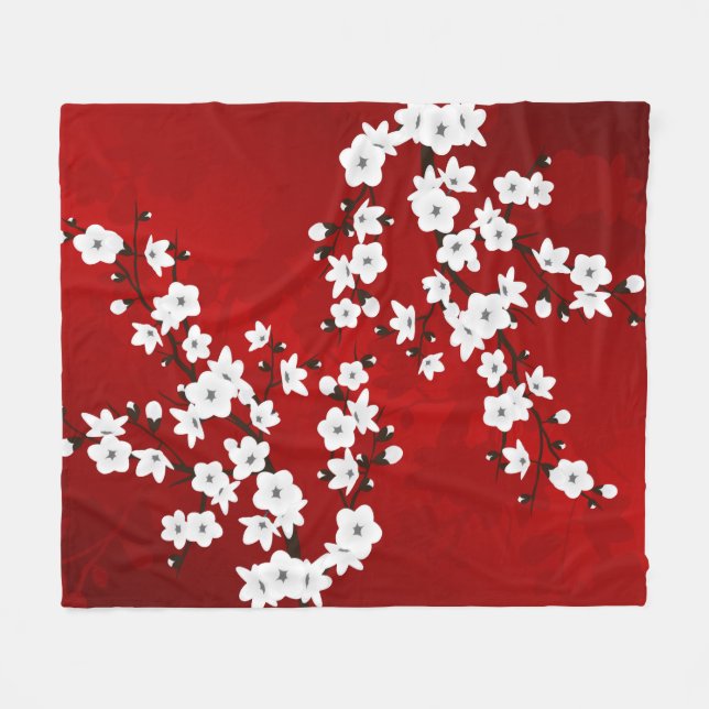 Cobertor De Velo Asia Floral White Chersom Red (Frente (Horizontal))