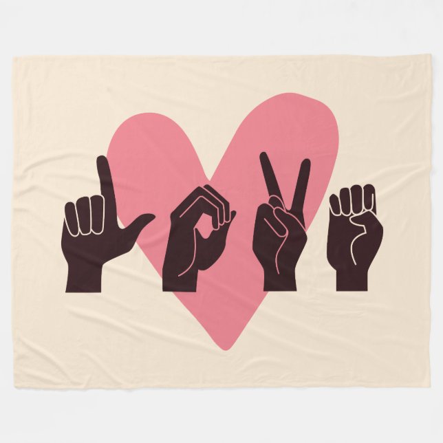 Cobertor De Velo ASL Love IV - Dia de os namorados (Frente (Horizontal))