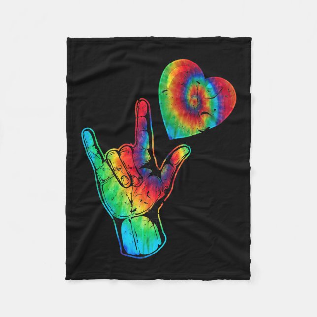 Cobertor De Velo ASL Love Sign Language Autism Awarsm Suporte a Ti (Frente)