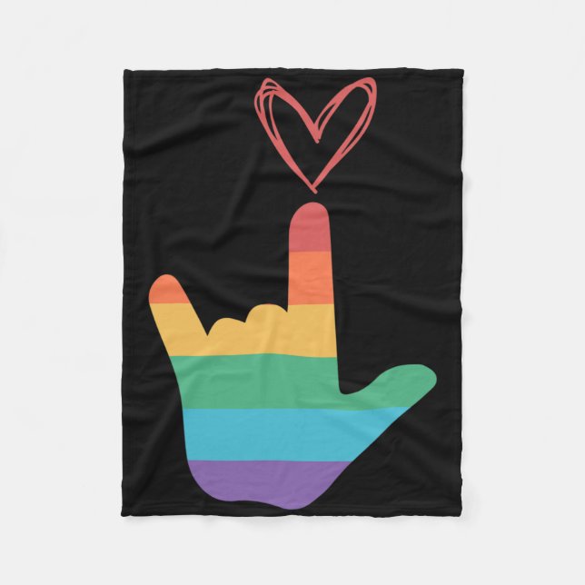 Cobertor De Velo Asl Rainbow Love Symbol Deaf  (Frente)