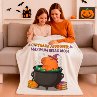 Cobertor De Velo Assistente de Bruxas Cappybara Halloween Cauldron