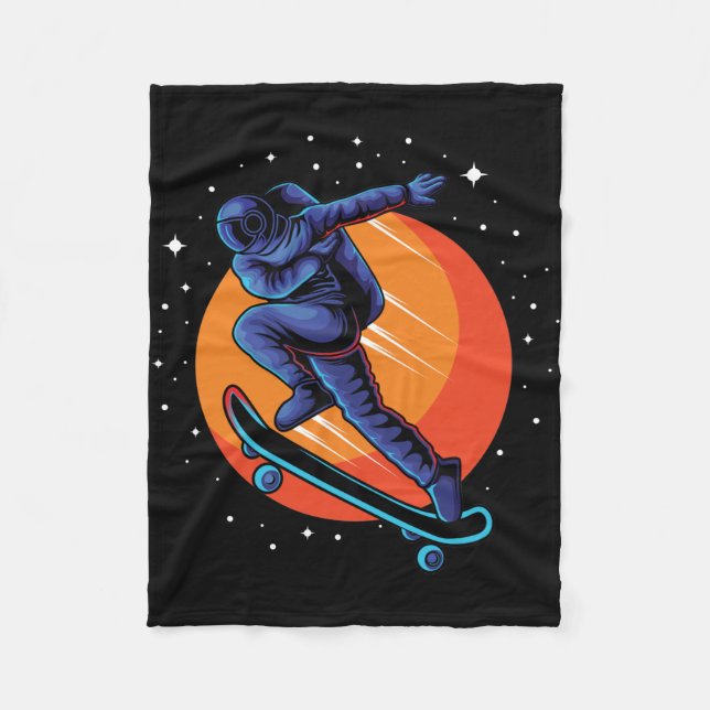 Cobertor De Velo Astronaut Fazendo Skate no Espaço (Frente)