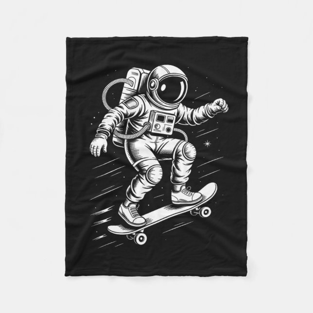 Cobertor De Velo Astronaut Fazendo Skate no Espaço Design Cósmico d (Frente)