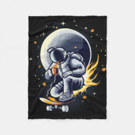 Cobertor De Velo Astronauta Andando de Skate com Café