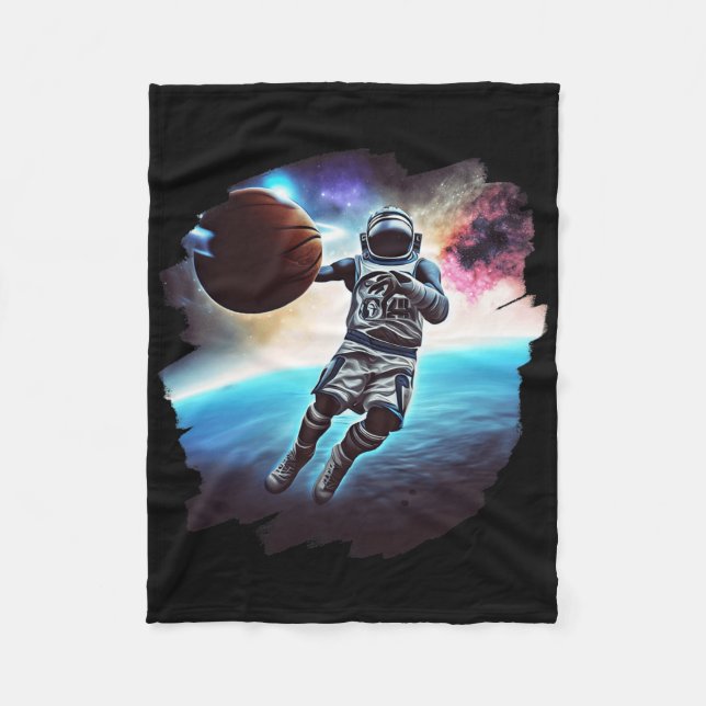Cobertor De Velo Astronauta Brincando com Bysketbyll Astronauta Ext (Frente)