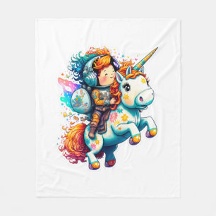 Cobertor De Velo Astronauta cavalgando um Unicórnio Colorido