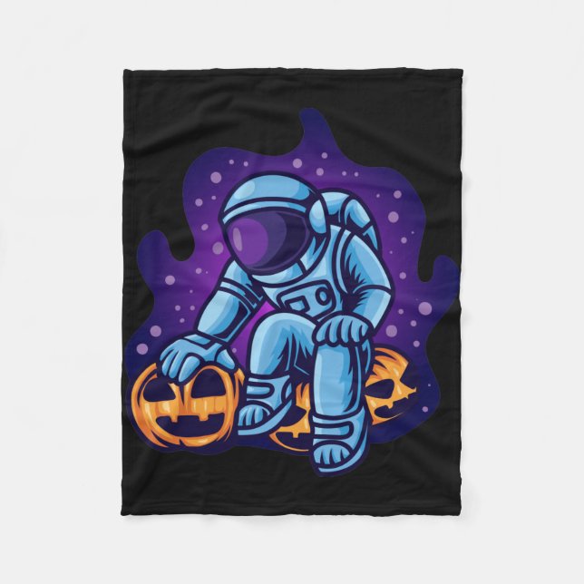 Cobertor De Velo Astronauta Com Abóboras (Frente)