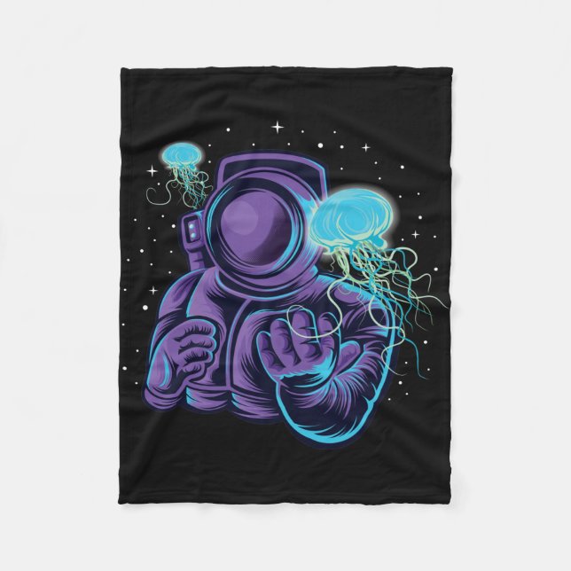 Cobertor De Velo Astronauta Com Água-Viva (Frente)
