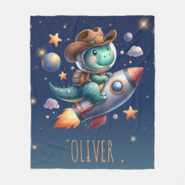 Cobertor De Velo Astronauta Dinossauro Cowboy Bonito em Foguete Esp