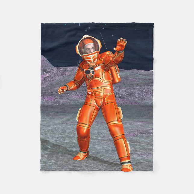 Cobertor De Velo Astronauta Explorador de Marte em Planeta Alien (Frente)