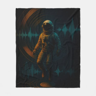 Cobertor De Velo Astronauta Flutuante na Arte Sonora Glitchwave
