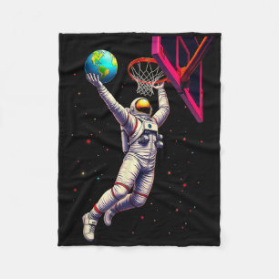 Cobertor De Velo Astronauta Jogando Planetas de Basquete Exterior