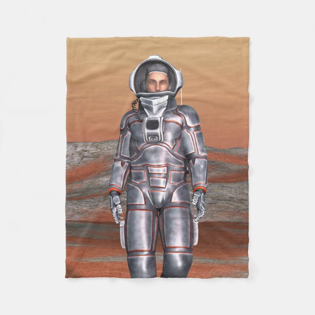 Cobertor De Velo Astronauta Marte - Explorador Espacial em Planeta  (Frente)