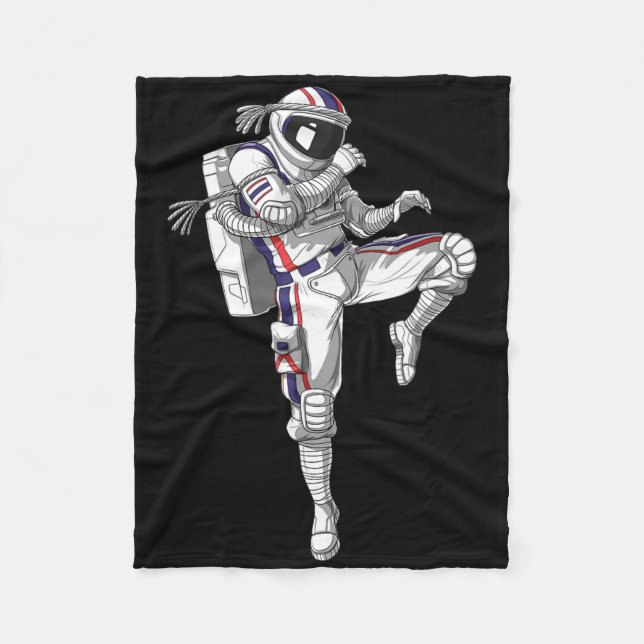Cobertor De Velo Astronauta Muay Tailandês Boxando Karate Kickboxin (Frente)