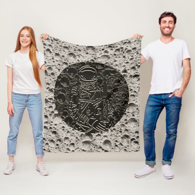 Cobertor De Velo Astronauta na Lua Espaço Preto e Cinza (In Situ)