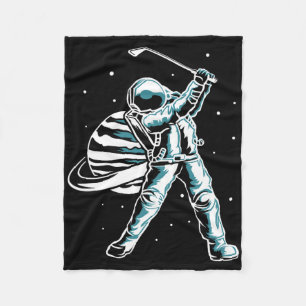 Cobertor De Velo Astronauta No Espaço Com Taco De Golfe Jogador De