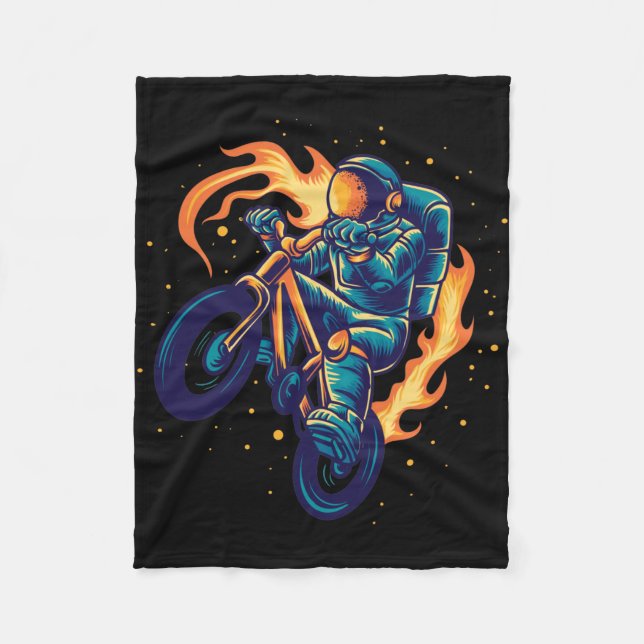 Cobertor De Velo Astronauta Pilotando uma BMX (Frente)