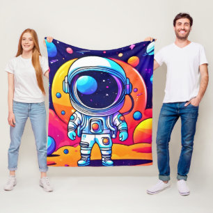 Cobertor De Velo Astronauta vibrante na arte cósmica