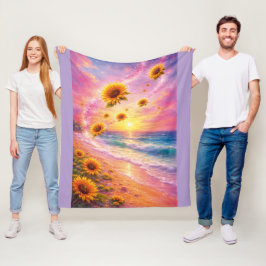 Cobertor De Velo Atardecer de Paz Infinita: Girasoles Mágicos