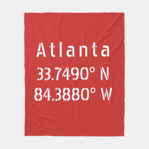 Cobertor De Velo Atlanta Latitude & Longitude Red
