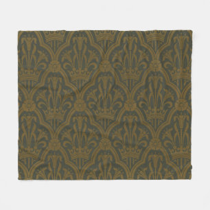 Cobertor De Velo Audsley Vintage Gold Lírio Coroa Verde Damask Arte