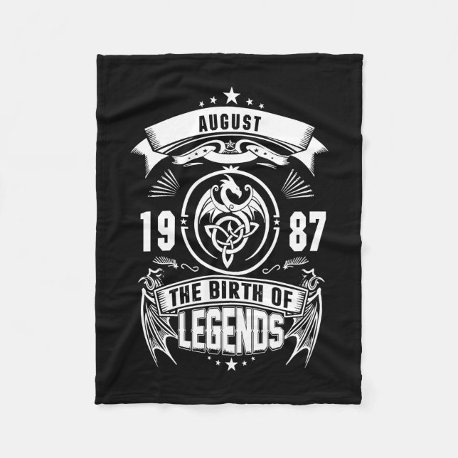 Cobertor De Velo August Gift | 1987 Nascimento Das Legendas (Frente)