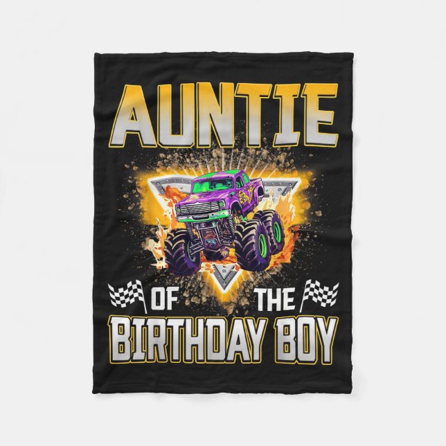 Cobertor De Velo Auntie Of The Birthday Boy Monster Truck Birthday  (Frente)