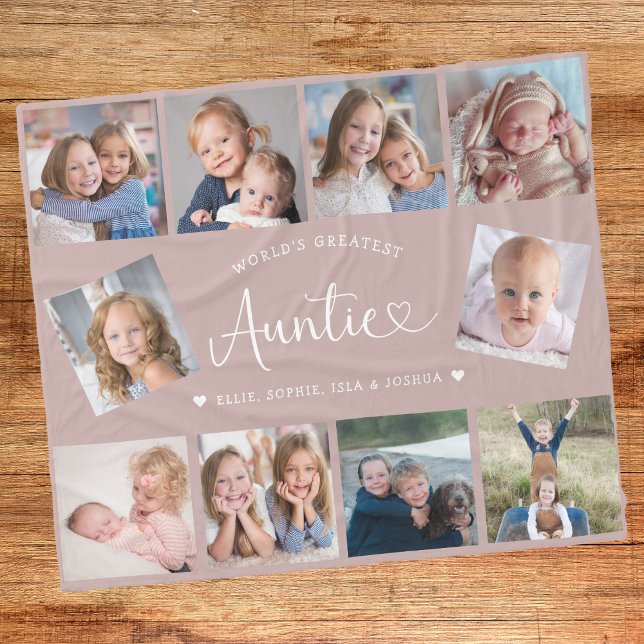 Cobertor De Velo Auntie Photo Collage Script Cute Heart Modern (Criador carregado)