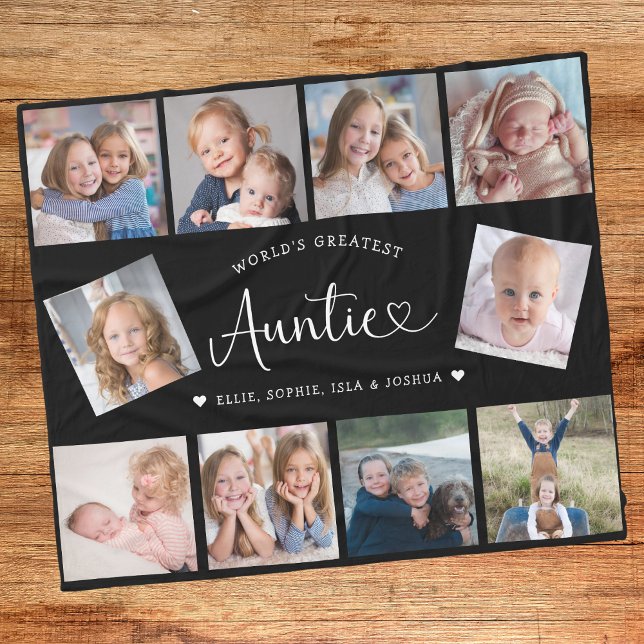 Cobertor De Velo Auntie Photo Collage Script Cute Heart Modern (Criador carregado)