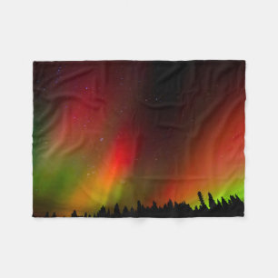 Cobertor De Velo Aurora Boreal e árvores