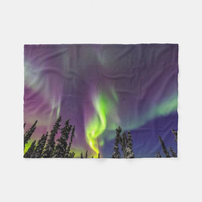 Cobertor De Velo Aurora Boreal | Fairbanks, Alasca (Frente (Horizontal))