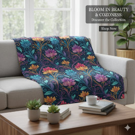 Cobertor De Velo Aurora Floral Motion Fleece Blanket