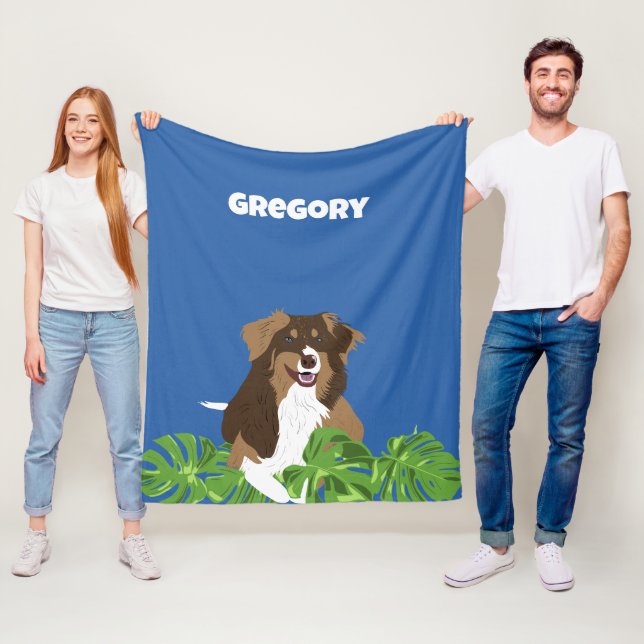 Cobertor De Velo Aussies Australiano Shepherd Dogs Folhas Tropicais (In Situ)