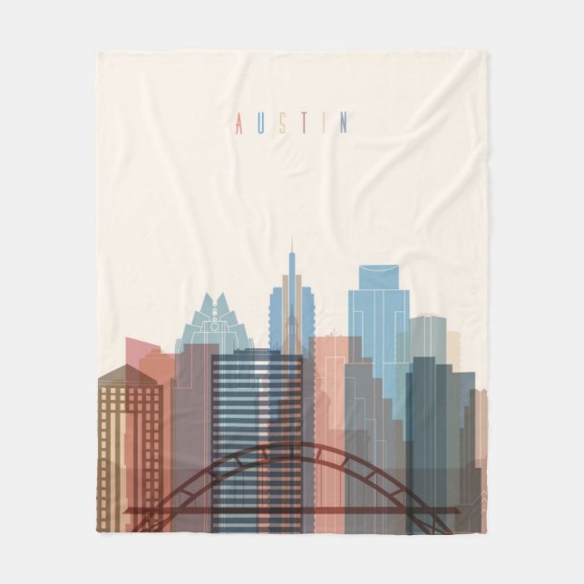 Cobertor De Velo Austin, skyline da cidade de Texas | (Frente)
