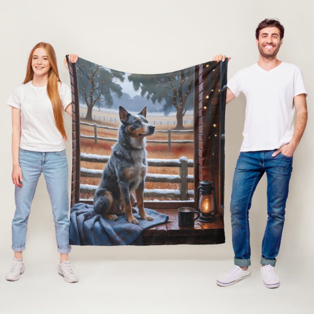 Cobertor De Velo Australian Cattle With Christmas Lights Holiday (In Situ)