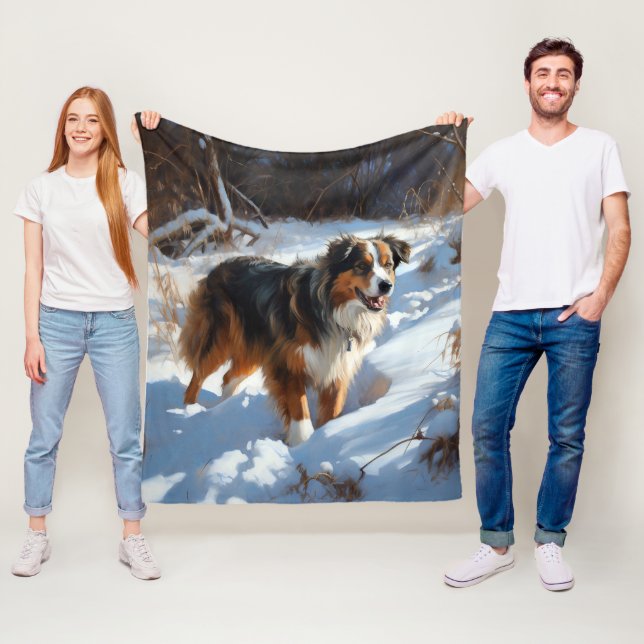 Cobertor De Velo Australian Shepherd Deixe Nevar Natal (In Situ)