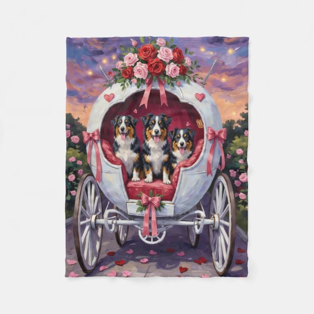 Cobertor De Velo Australian Shepherd Dog Valentine's Day  (Frente)