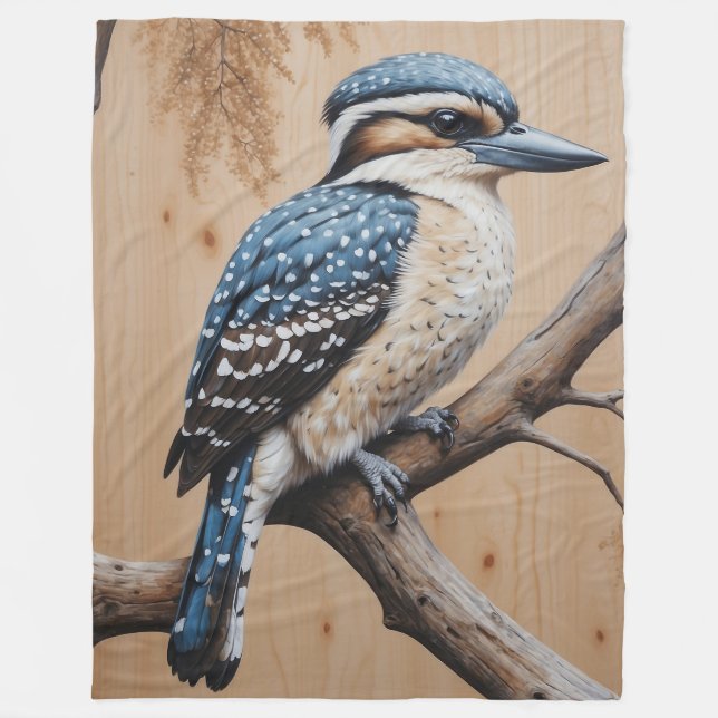 Cobertor De Velo Australiano Blue Kookaburra em uma Arte de Vida Se (Frente)