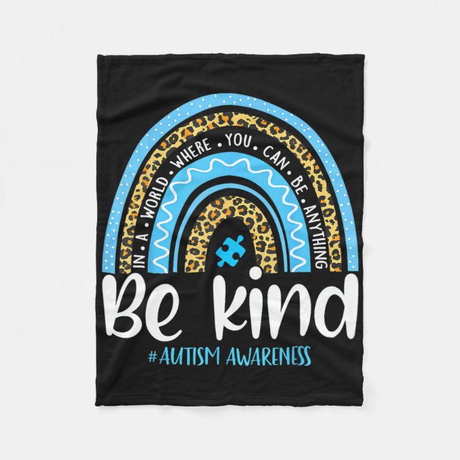 Cobertor De Velo Autism Awareness Be Kind Leopard Rainbow Choose Ki (Frente)