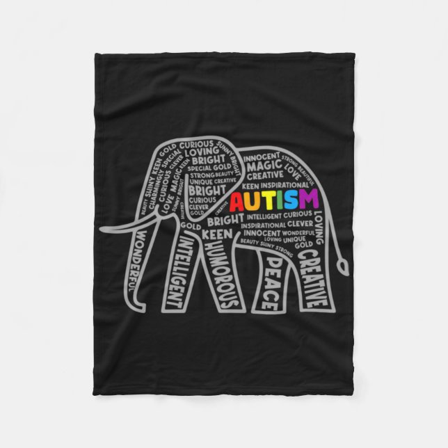 Cobertor De Velo Autism Awareness Elephant Tygraphy T Shirt  (Frente)