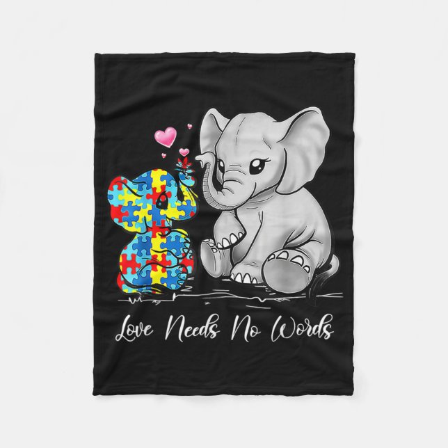 Cobertor De Velo Autism Awareness Love Needs No Words Elephant Supp (Frente)