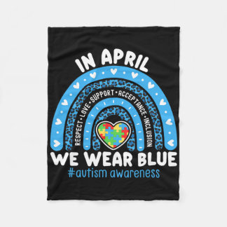 Cobertor De Velo Autism Awareness Rainbow In April We Wear Blue Rib