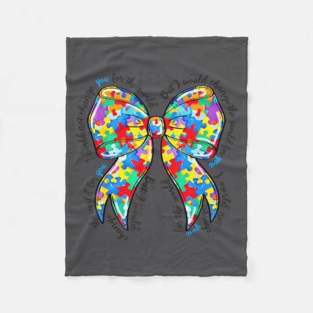 Cobertor De Velo Autism Coquette Bow Puzzle Autism Awareness Proud  (Frente)