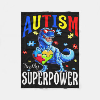 Cobertor De Velo Autism Is My Superpower Autism Awareness Dinosaur 