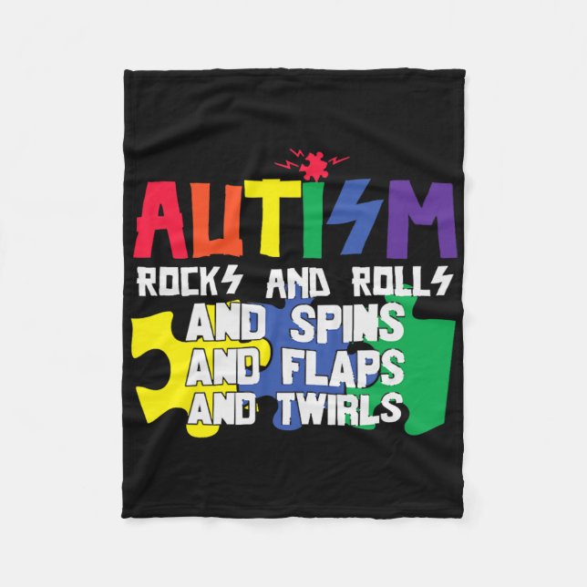 Cobertor De Velo Autism Rocks Rolls Gira Flaps E Twirts (Frente)