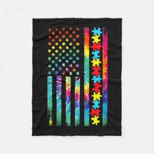 Cobertor De Velo Autismo American Flag Tie Dye Autismo Sensibilizaç