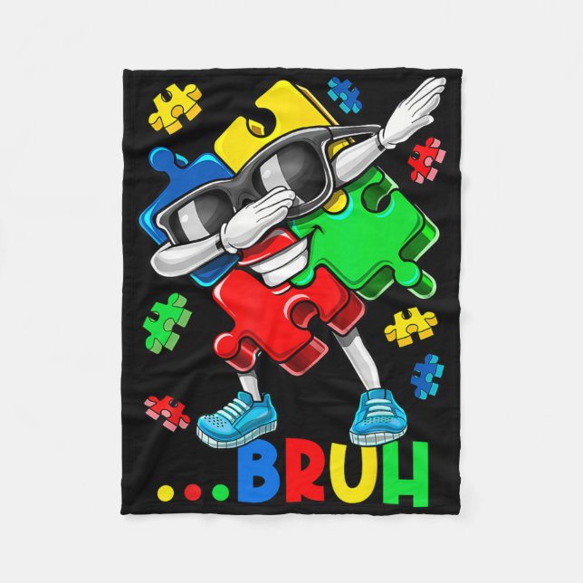 Cobertor De Velo Autismo Bruh Dabbing Quebra-cabeça Piece Autismo C (Frente)